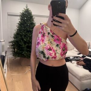 Abercrombie one shoulder floral crop too